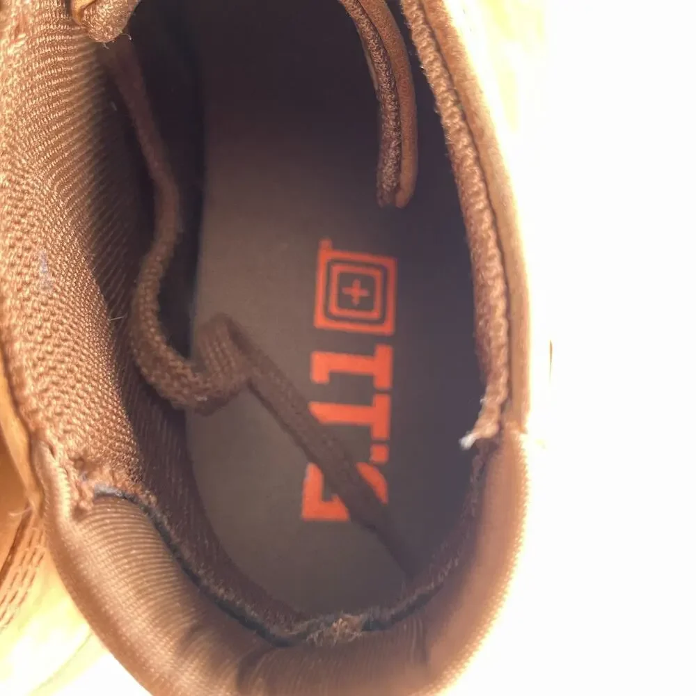 5.11 Tactical Men's 7.5 Chukka Boots Brown Leather Vibram Ankle Lace Up Shoe EUC